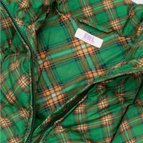 ERL Green Tartan Puffer Jacket – Size M – NWTMSRP: $1,410